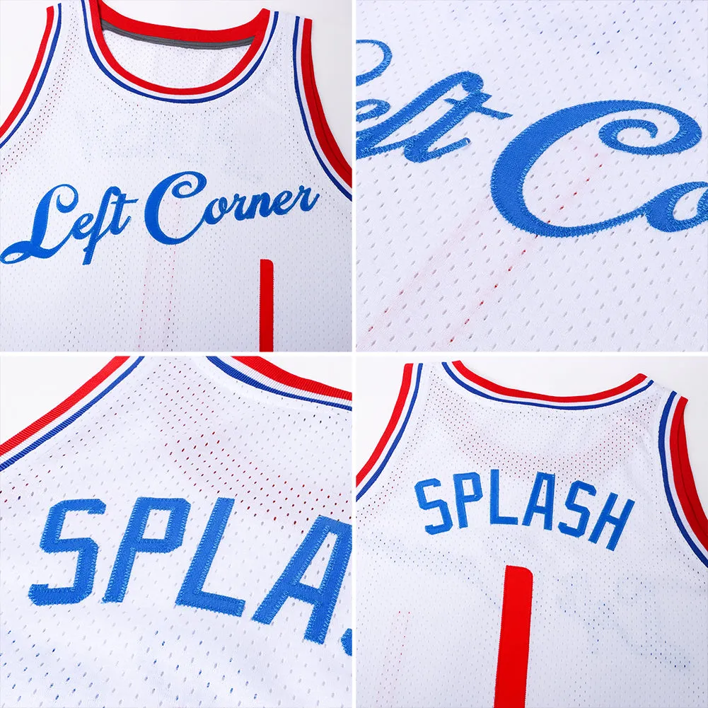 Custom White Red-Royal Authentic Throwback Basketball Jersey