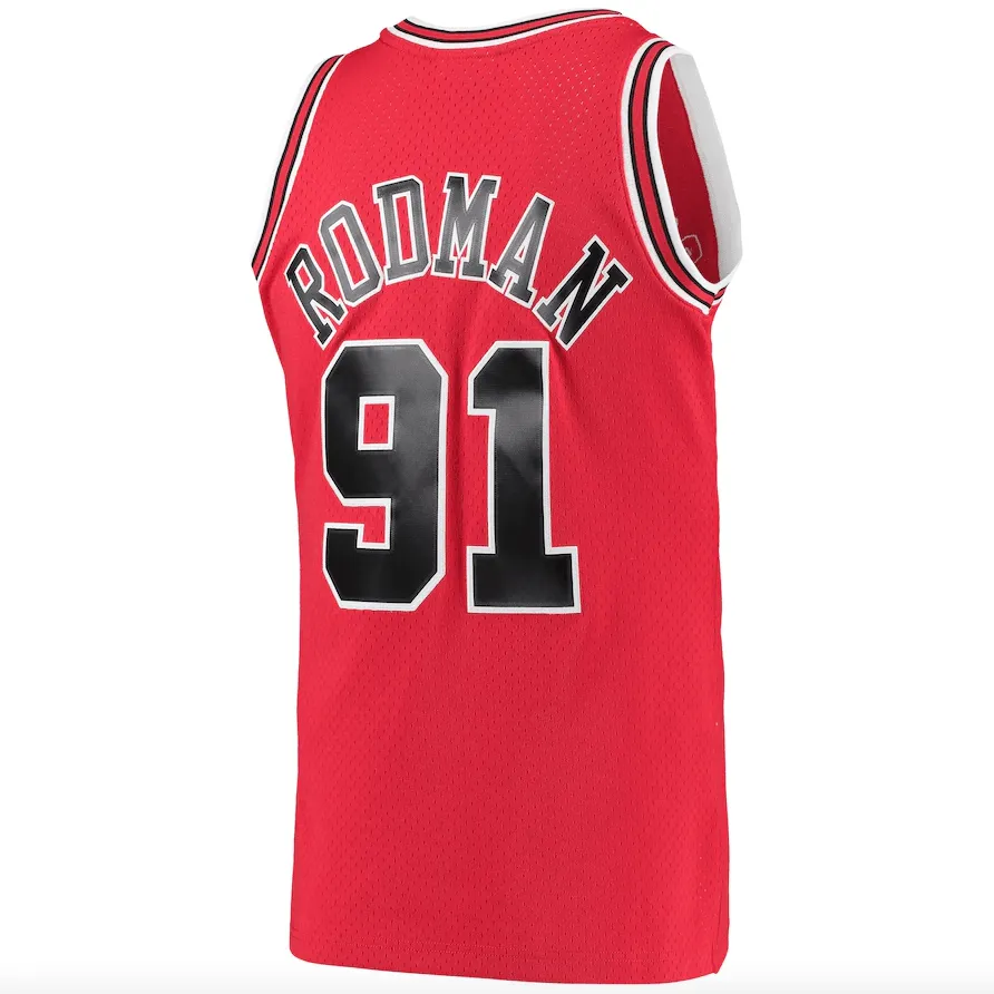 Men's Chicago Bulls Dennis Rodman Mitchell & Ness Red 1997-98 Hardwood Classics Swingman Jersey